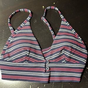 Aerie bikini top, like new, size XS, navy with white and pink stripes